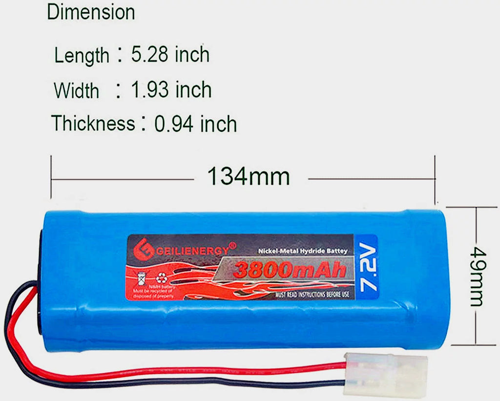 7.2V 3800mAh NiMH RC Battery with Tamiya Connector for RC Cars Trucks J42973