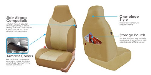 Car Seat Covers Full Set Beige Universal Fit for SUV Sedan X903499