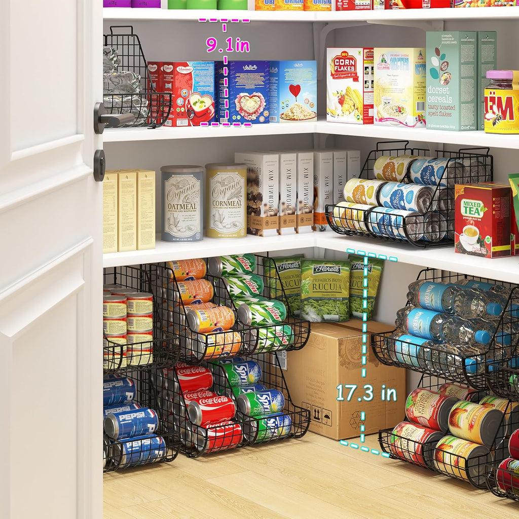 Stacking Can Dispenser 3 Tier with Dividers, Pantry Organizer for Cans and Bottles U698676