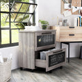 Brett Vintage Grey Oak 2-Drawer File Cabinet Country Rustic Urban MDF Paperboard Mobile