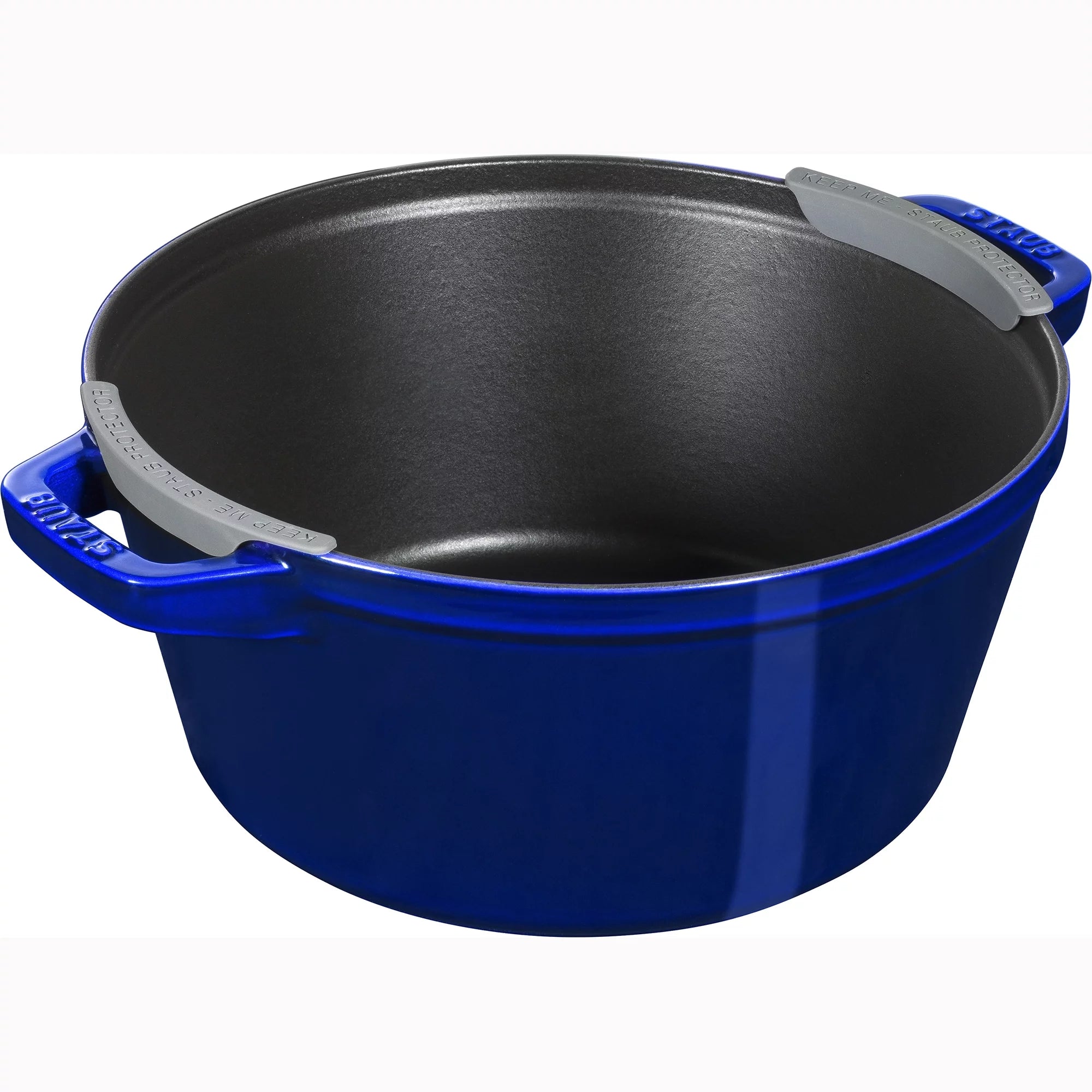 Cast Iron Cookware Set 4-Piece, Stackable Dutch Oven with Universal Lid, Dark Blue D57755
