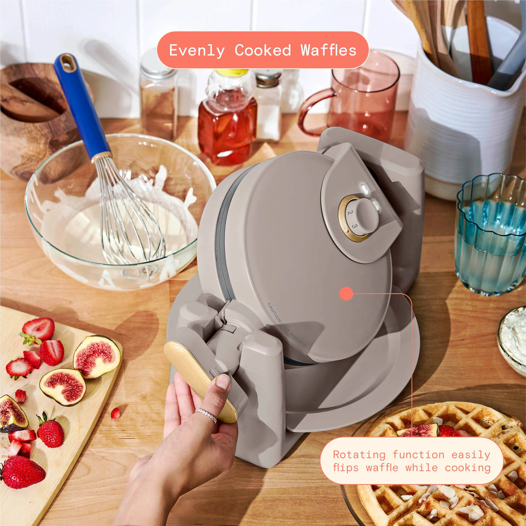 Rotating Belgian Waffle Maker, Porcini Taupe S6208