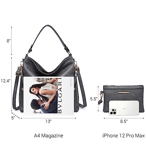 Vegan Leather Hobo Handbag with Long Strap Z2375