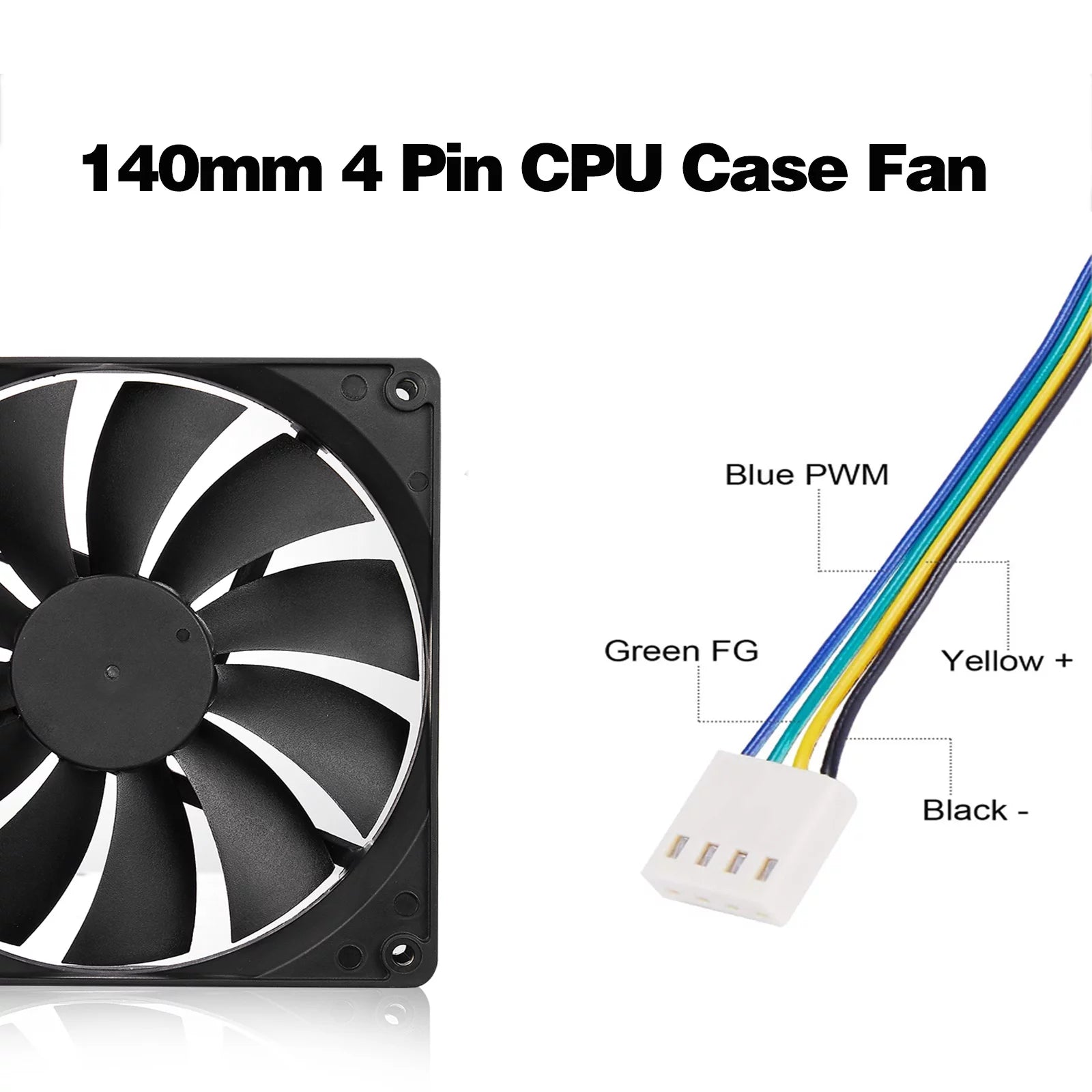 140mm PWM Computer Case Fan 3-Pack Black J32903