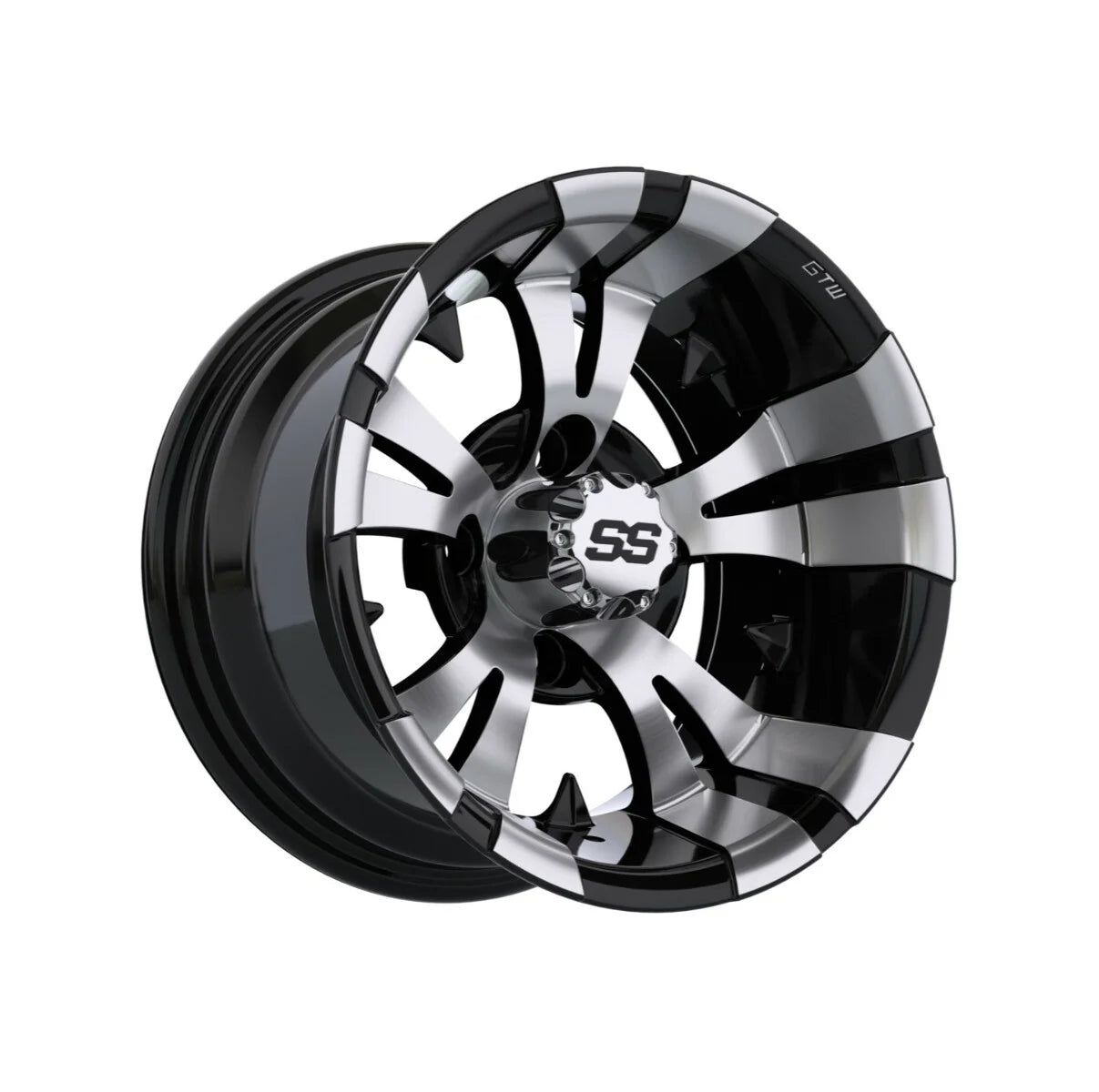 Golf Cart Wheel and Tire Set 12 Inch Black Machined, 4 Pack W561