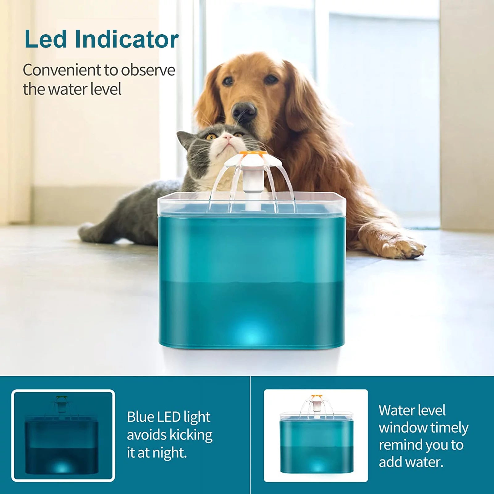 Cat Water Fountain 2L with Filters and Quiet Pump R334587
