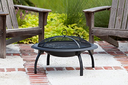 Portable Folding Round Steel Fire Pit with Carrying Bag F7361