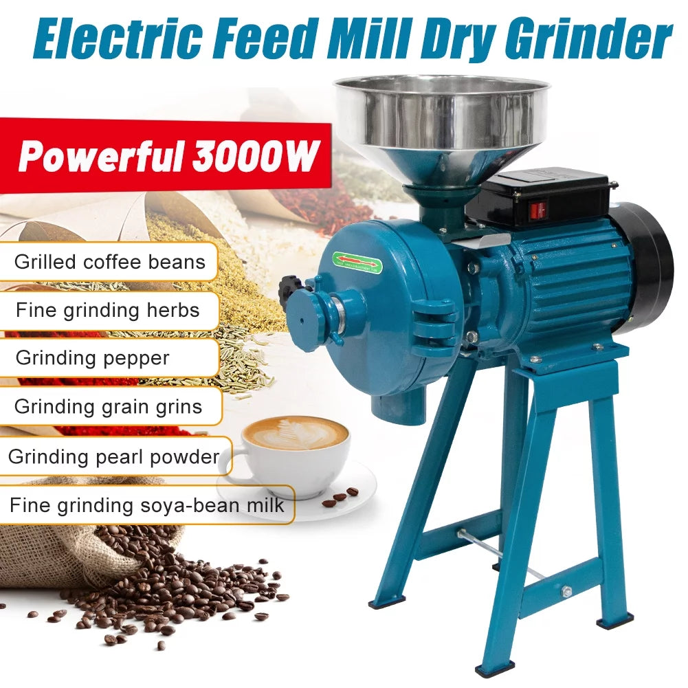 3000W 110V Commercial Grain Grinder for Corn Wheat Flour N8095