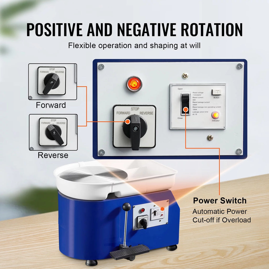 Pottery Wheel, 11" Ceramic Forming Machine, Adjustable Speed with Foot Pedal X4059