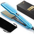 Wavytalk Hair Straightener, Wet to Straight Flat Iron, Titanium Flat Iron 1.7 Inch Wide Flat Iron for Hair, Professional Straightener with Dual Voltage 50% More Protection, Black