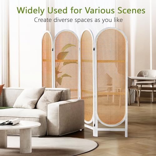Folding Rattan Room Divider Screen for Home Office Bedroom C79540