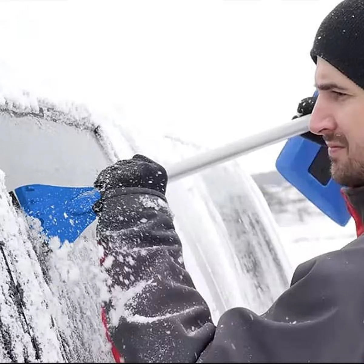 4-in-1 Telescoping Snow Broom with Ice Scraper and LED Lights W72876
