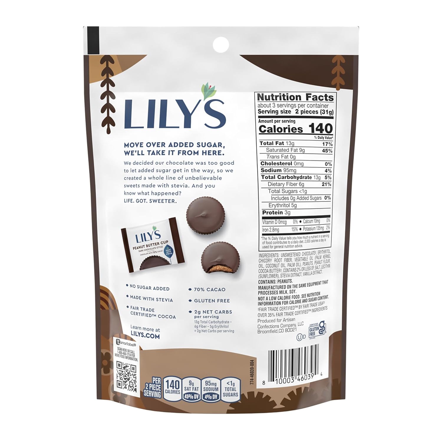 Dark Chocolate Peanut Butter Cups, 3.2 oz (3 Count) V9385