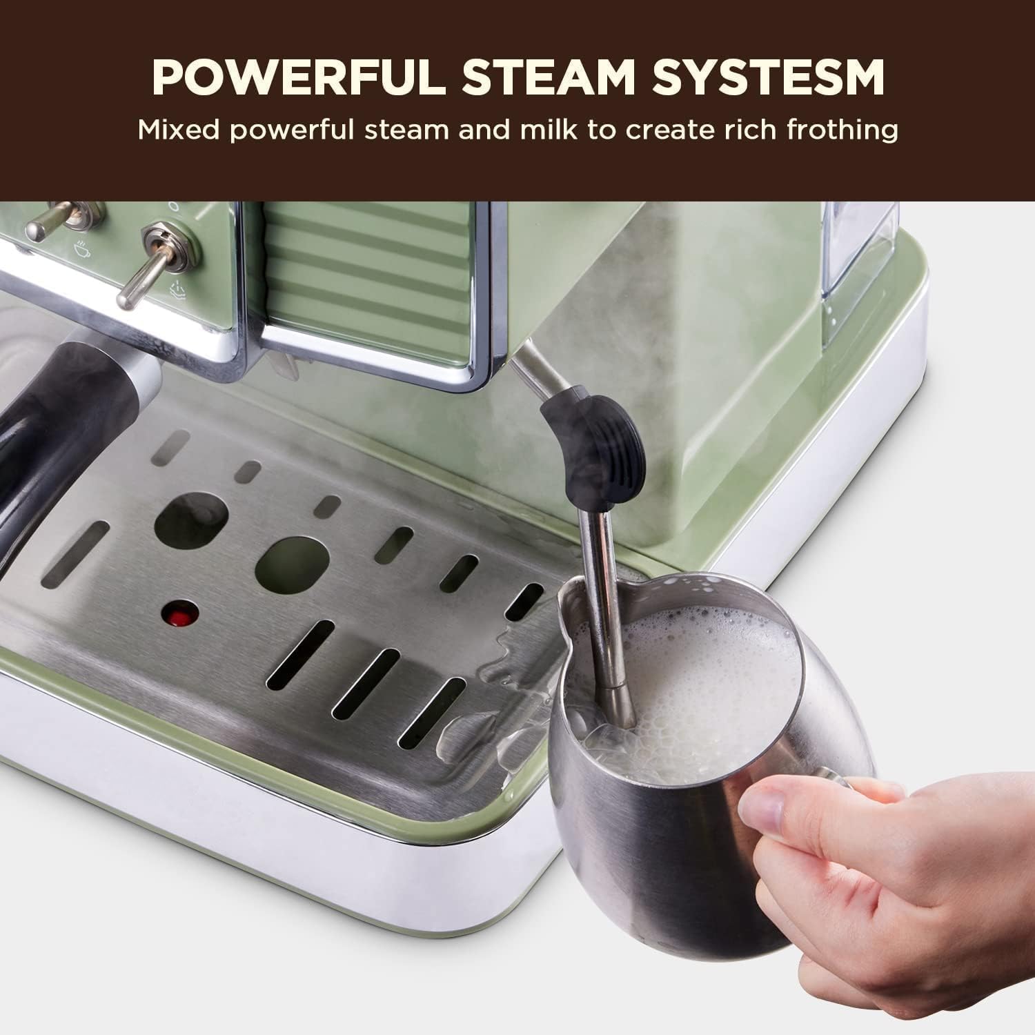 15 Bar Espresso Coffee Machine with Milk Frother Steam Wand E7259