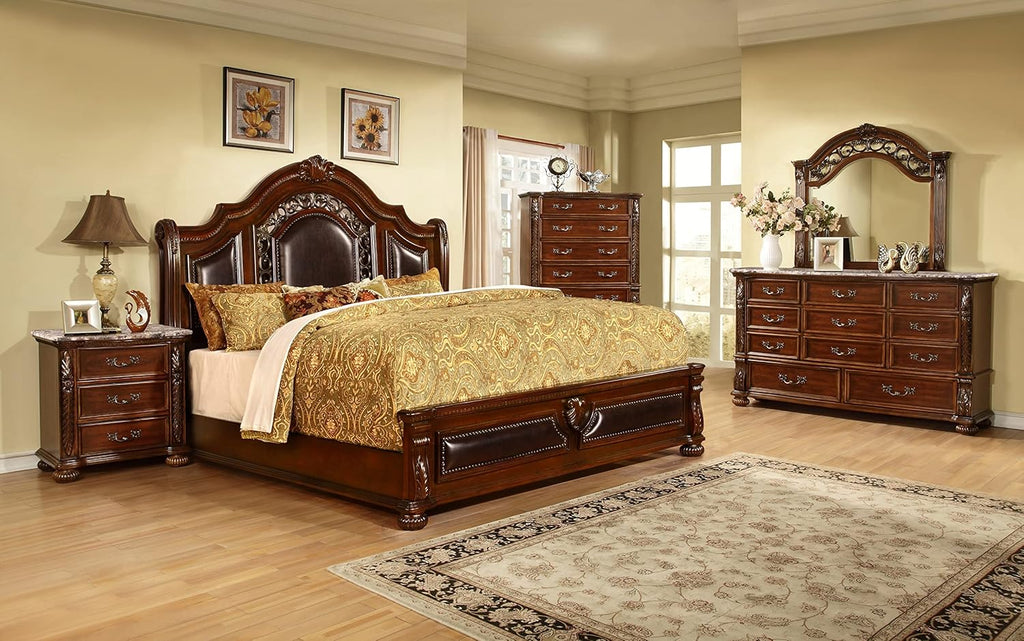 Cherry Wood King Platform Bed H489274