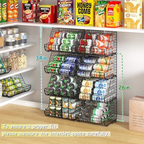 Stackable Soda Can Organizer with Adjustable Dividers for Pantry Shelves N342593