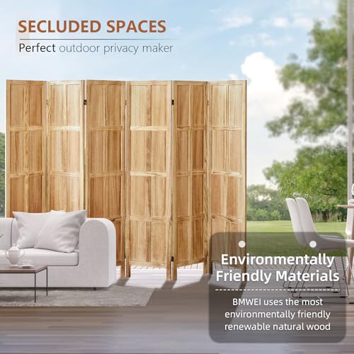 6 Panel Room Divider, 5.6 FT Folding Privacy Screen, Wooden Freestanding Partition B917393