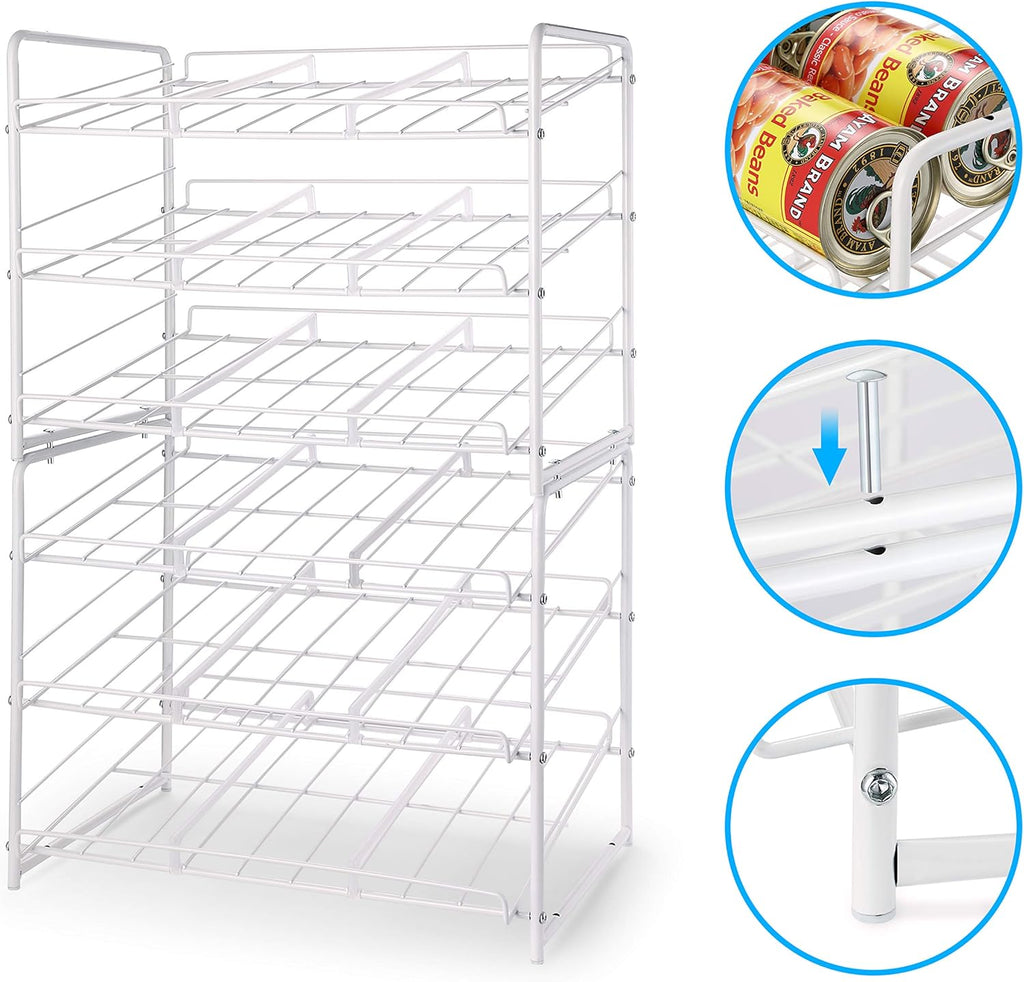 Can Rack Organizer, Stackable Can Storage Dispenser for Kitchen Cabinet or Pantry, White B212710