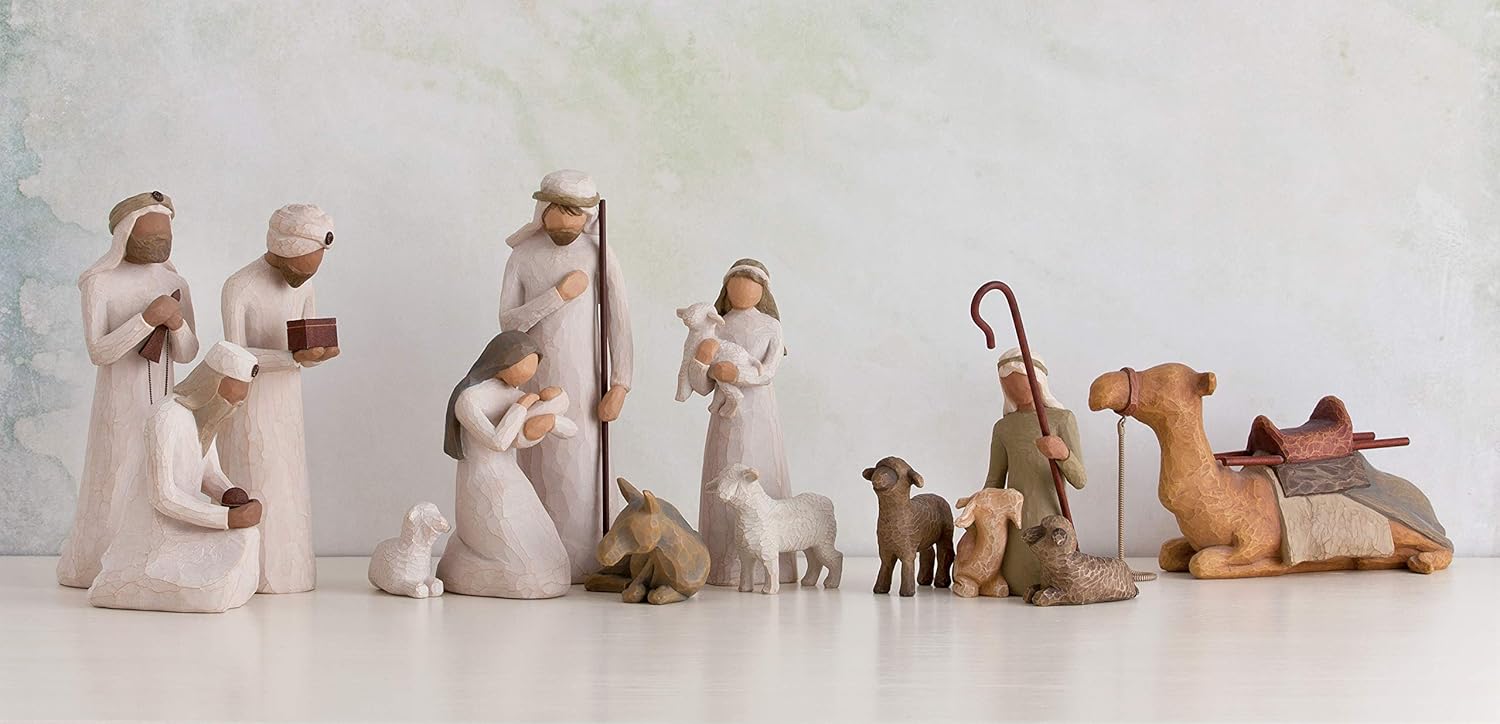 Three Wisemen Nativity Figures Set, Hand-Painted Sculpted Walking Bowing Kneeling Gifts D779