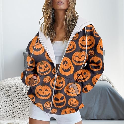 Oversized Zip-Up Hoodie for Women with Pockets Y5171
