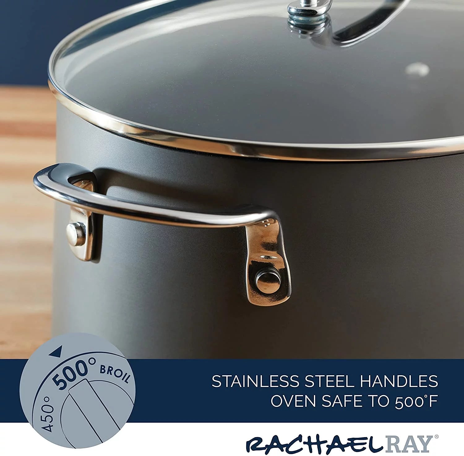 Hard Anodized 8 Quart Non-stick Oval Pasta Pot and Braiser Y824