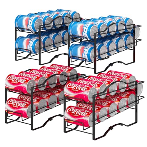 Stackable Soda Can Organizer Rack for Pantry, Refrigerator, Cabinet, 4 Pack Z22657