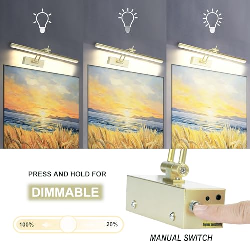 2 Pack Battery Operated Picture Light for Wall, 16" Wireless, Dimmable with Remote N8375