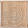 King Size Headboard Wood Carved Panels Wall Decoration Home Cottage Rustic Reclaimed Teak Hand Crafted Bedroom Furniture Thailand 72 Inches