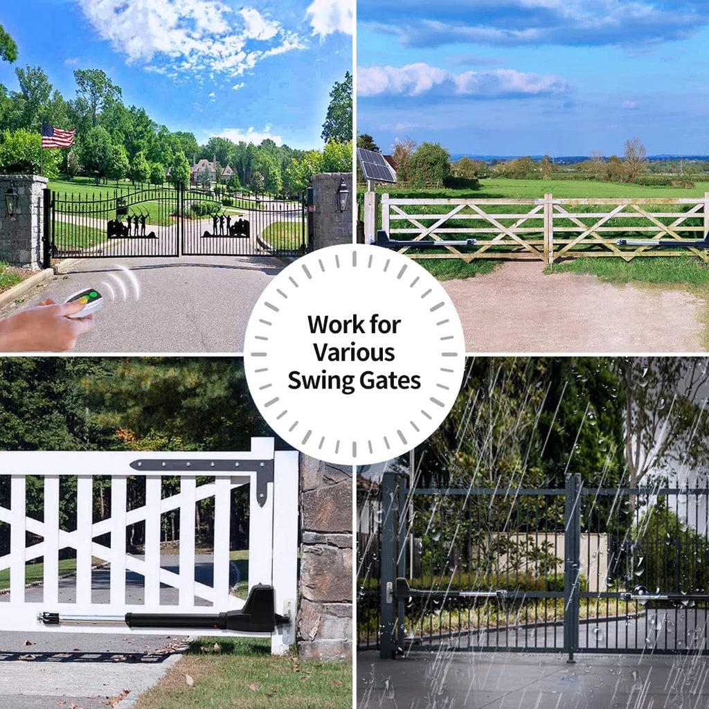 Solar Dual Swing Gate Opener Heavy Duty Automatic Gate Motor for Double Gates Up to 18ft per Arm P47334