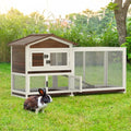 Rabbit Hutch Indoor, Chicken Coop Outdoor with 3 Removable Tray 2 Story Rabbit House with Large Running Cage Bunny Cage with Ramp Wooden Guinea Pig Cage for Small Animals