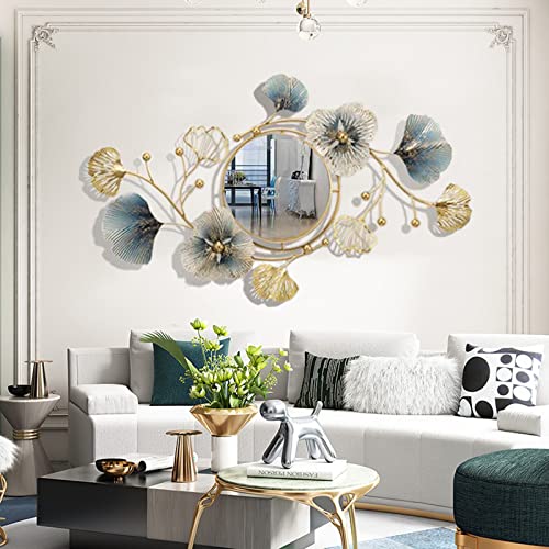 Ginkgo Leaf Metal Wall Mirror for Living Room Entryway A425