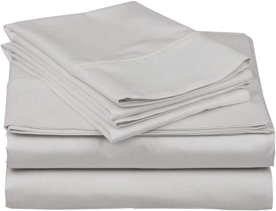 Ultra-Soft Luxury Bedding 100% Egyptian Cotton 4 Piece Sheet Set Fit 21" Inch Deep Pocket Queen Size Sheet Set Light Grey