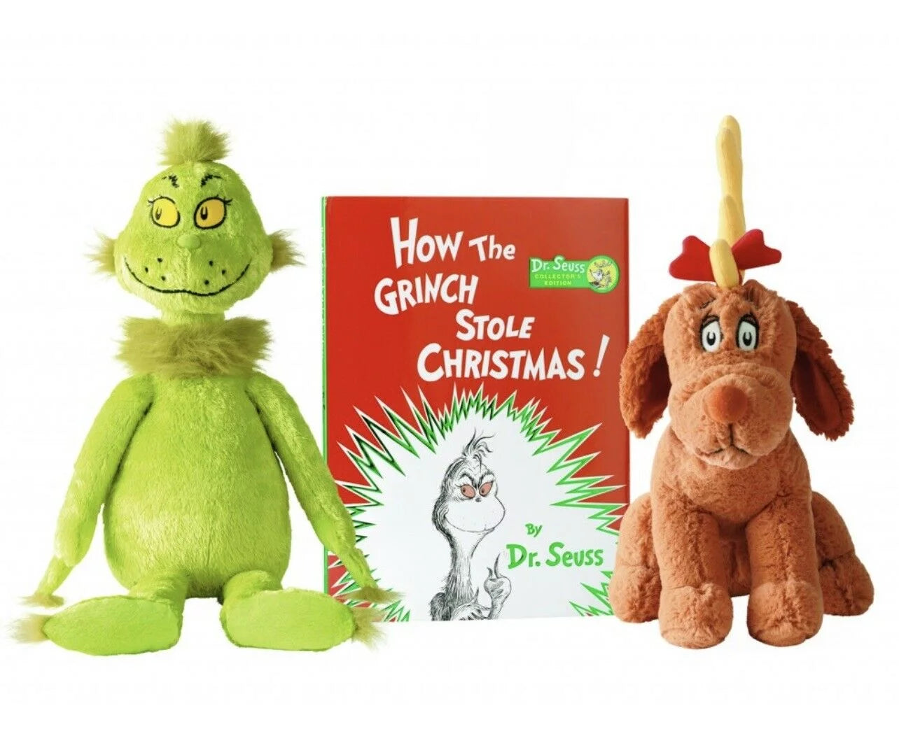 Dr. Seuss Grinch Max the Dog & Book 3pcSet Plush Kohl's 12" Soft Stuffed Animals