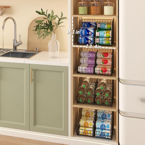 Stackable Soda Can Organizer with Adjustable Dividers for Pantry Shelves N342593