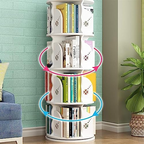 360° Rotating Bookshelf with Baffle Design, Layered Storage Bookcase K44656