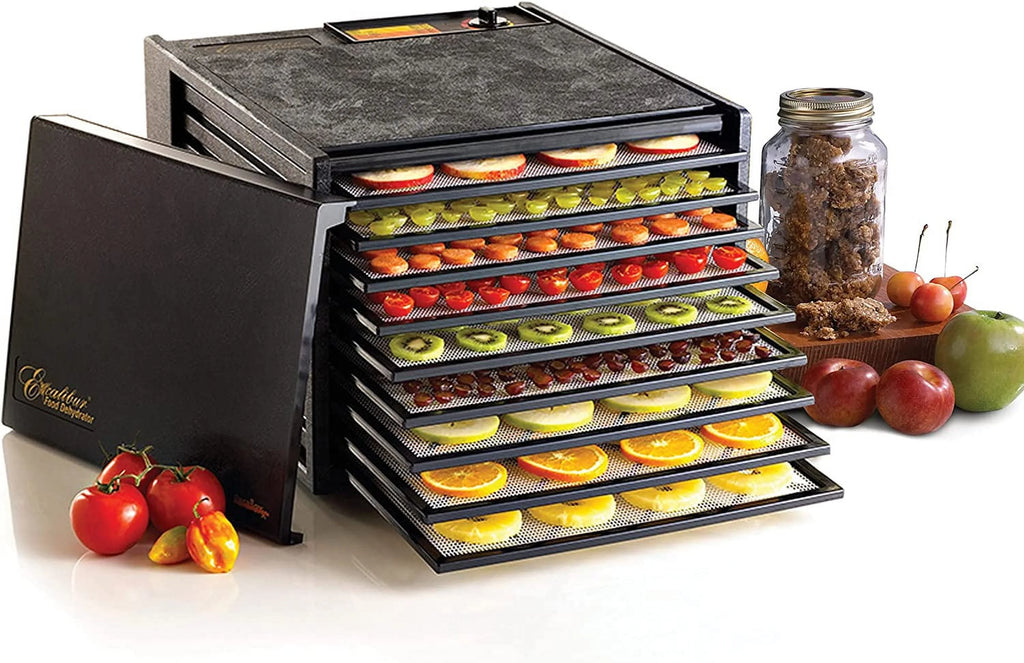 Excalibur 3900B Electric Food Dehydrator Machine with Adjustable Thermostat Accurate Temperature Control and Fast Drying  600 W  9 Trays  Black