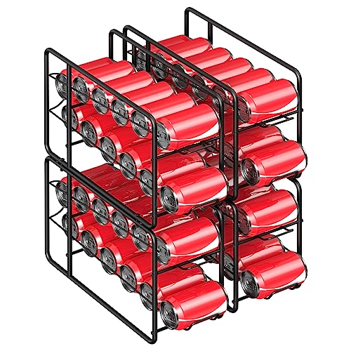 Can Dispenser Rack, Stackable Can Storage Organizer for Kitchen Cabinet, Black U7402