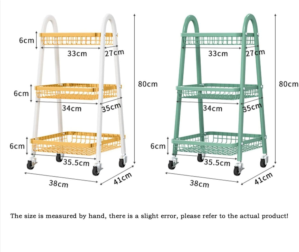 Kitchen Storage Rack with Vegetable Basket, Multi-Layer Trolley L2676