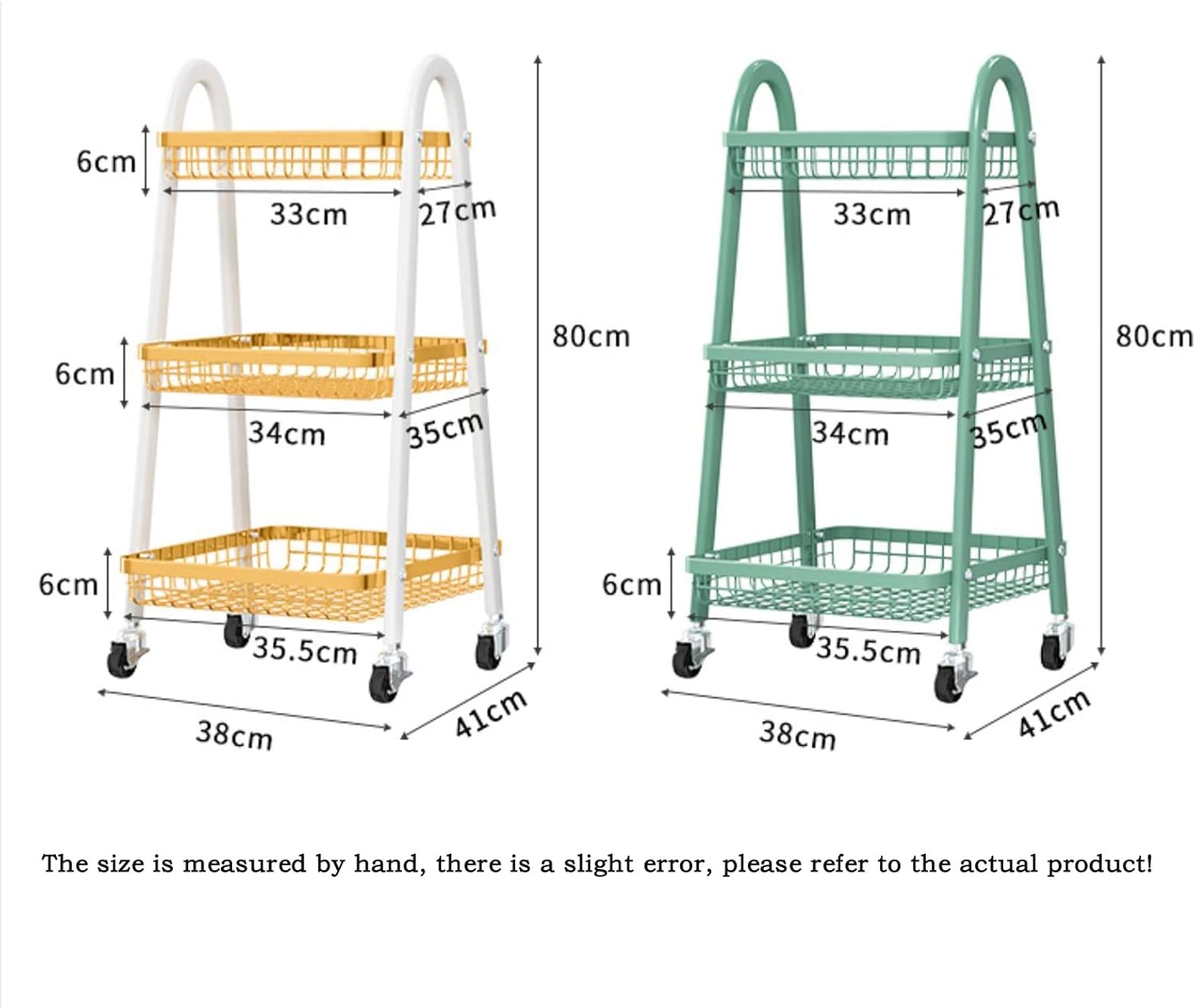 Kitchen Storage Rack with Vegetable Basket, Multi-Layer Trolley L2676