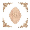 5PCS Wood Appliques Onlays Decorative for Furniture Wood Carved Onlay Bed Door Cabinet Wardrobe Furniture Long Decoration Unpainted Wood Carving Decoration,03