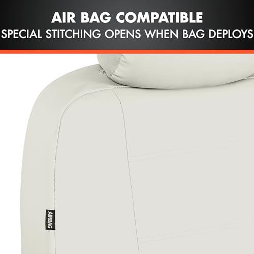 Beige Leather Car Seat Covers Front Seats Only, 4-Piece Faux Leather W513194