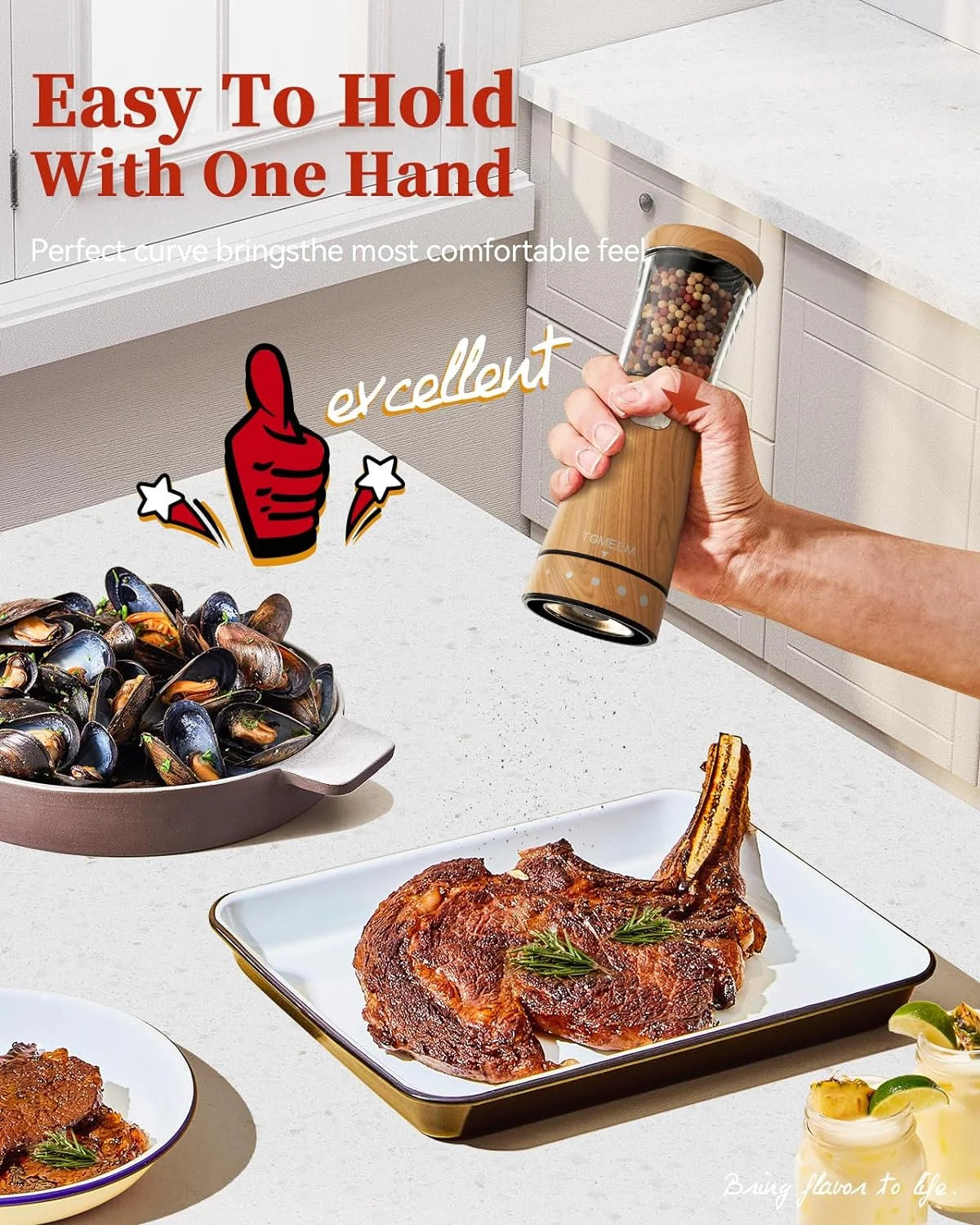 Electric Salt and Pepper Grinder Set, Adjustable Coarseness, USB Rechargeable, LED Light, 2 Pack Z6771
