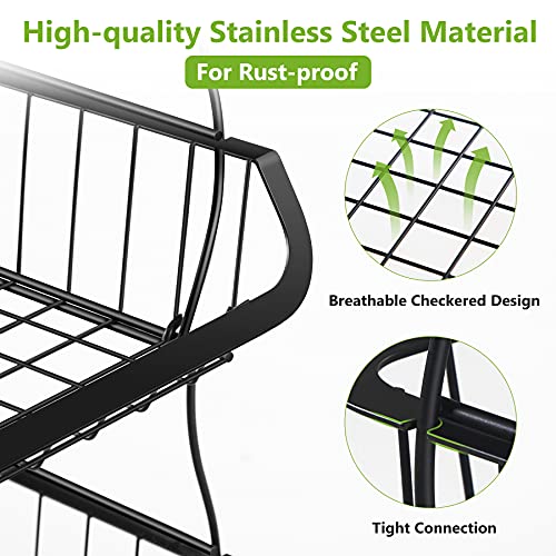 5-Tier Stackable Metal Wire Rolling Cart for Kitchen, Pantry, Garage I812