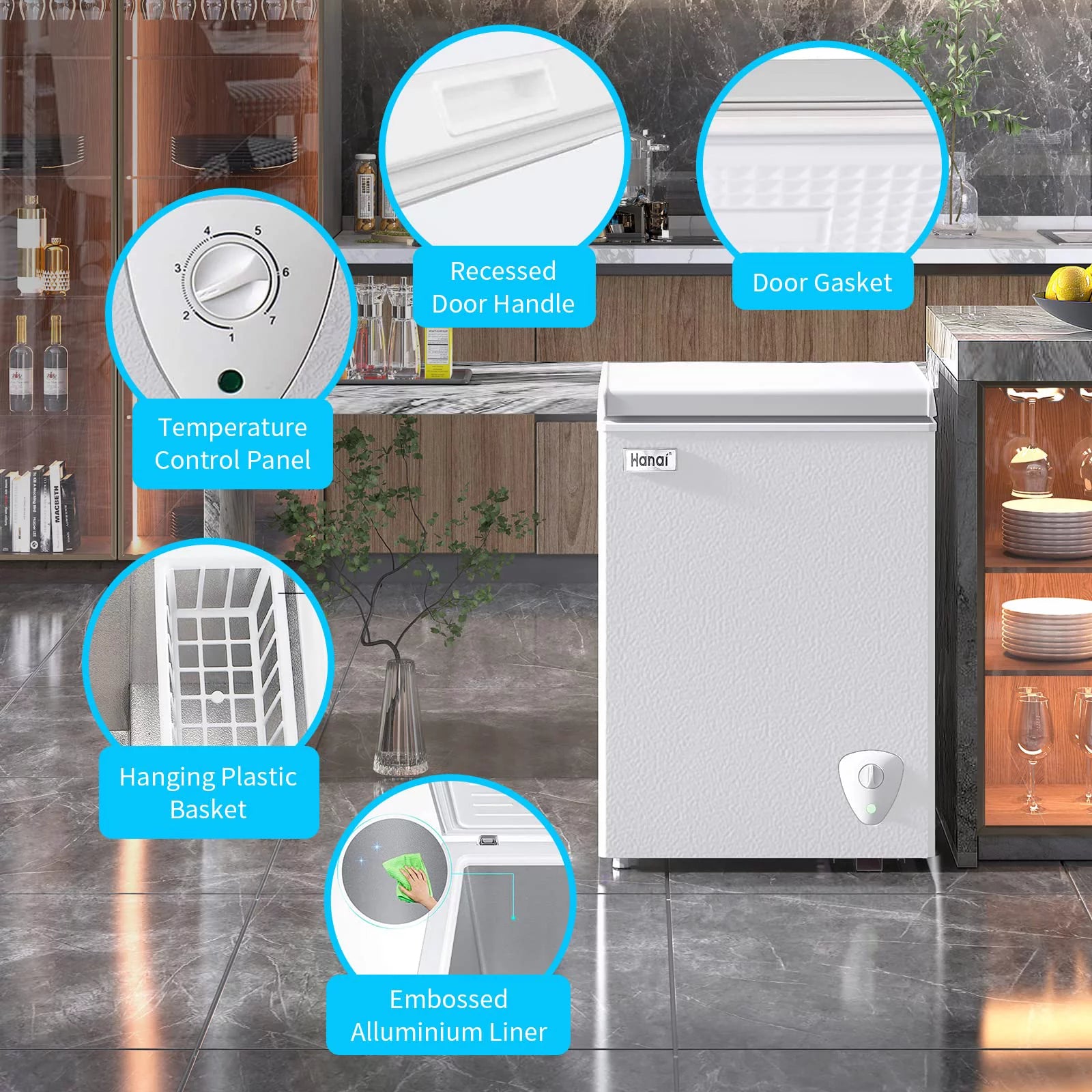 Chest Freezer with Top Open Door and Removable Storage Basket G700