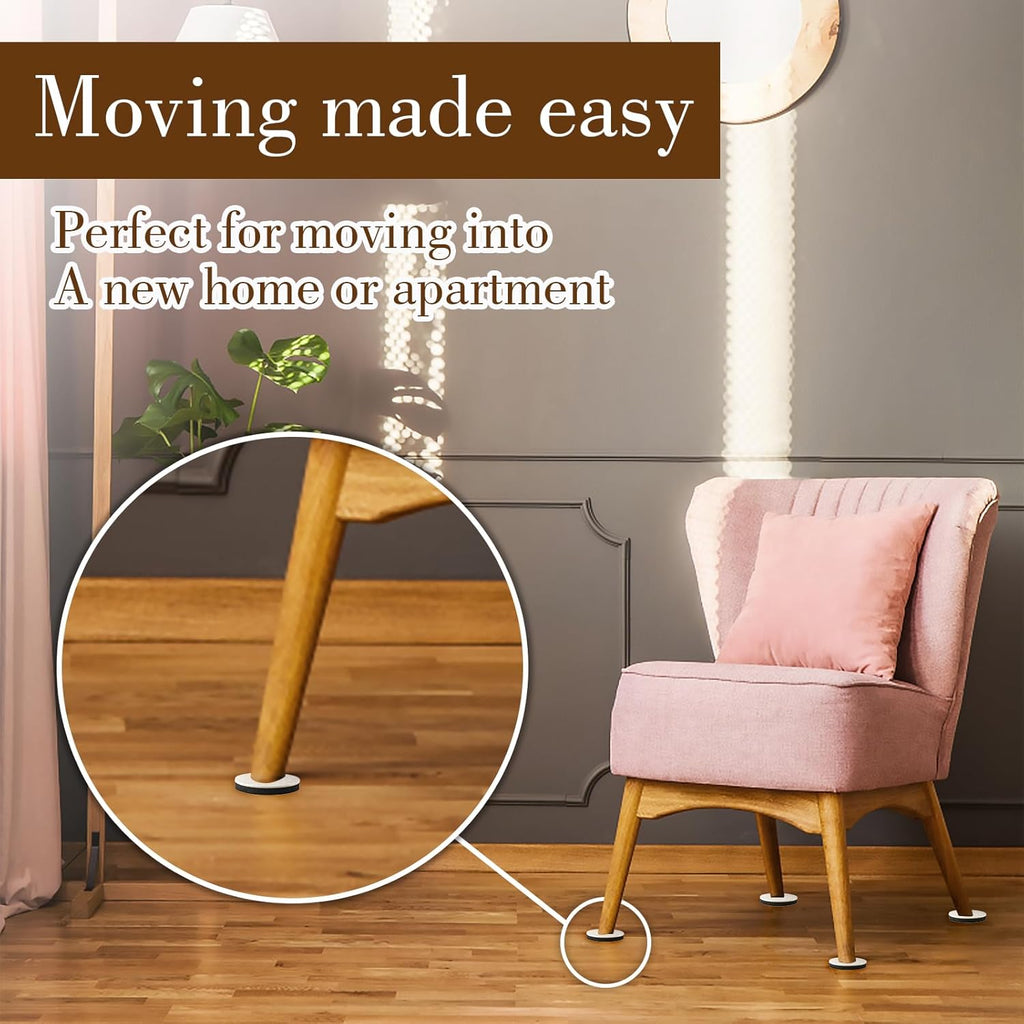 Felt Furniture Sliders for Hardwood Floors, 3.5 Inches Reusable Movers B153526