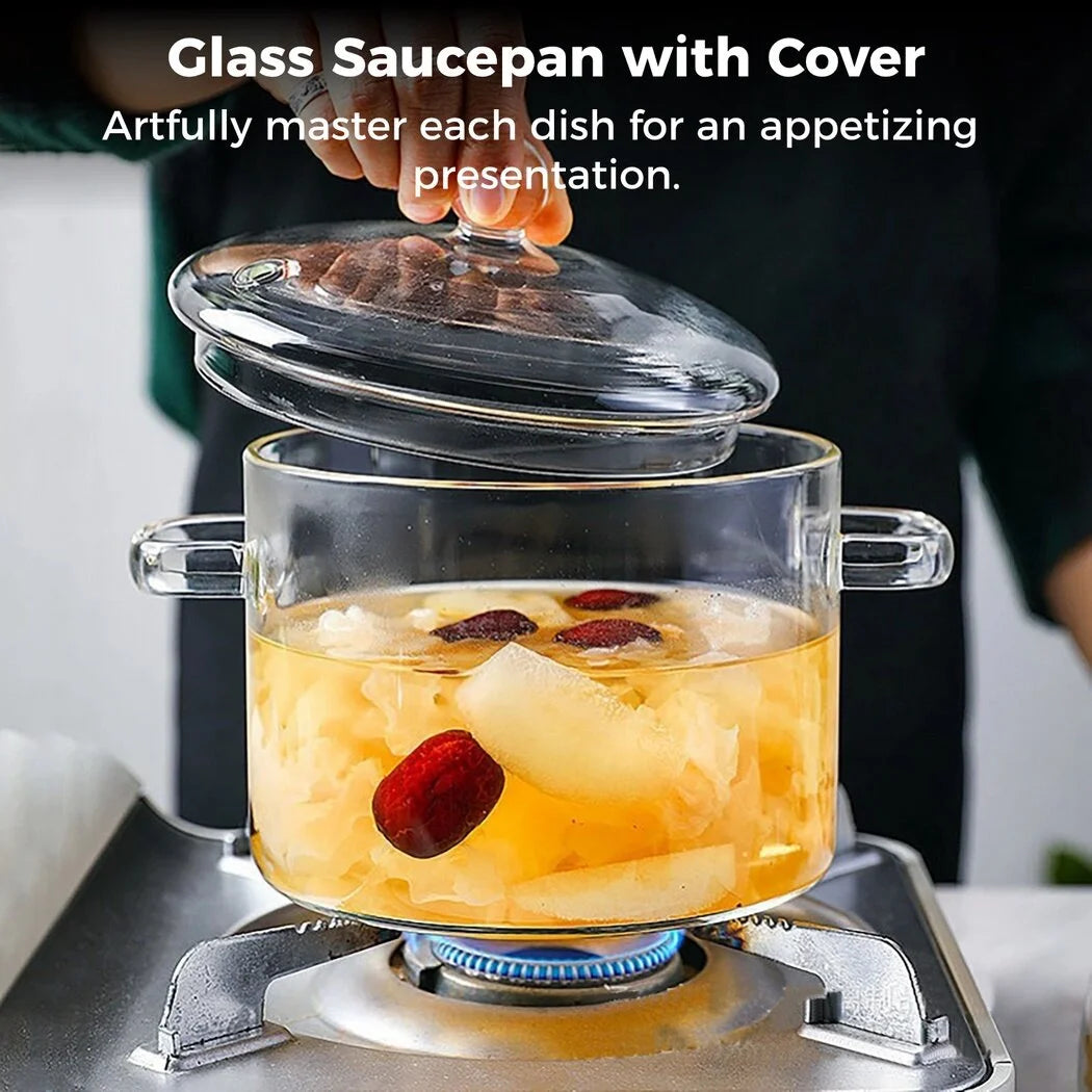 Glass Stovetop Saucepan with Lid, 64oz Pasta Pot H108367