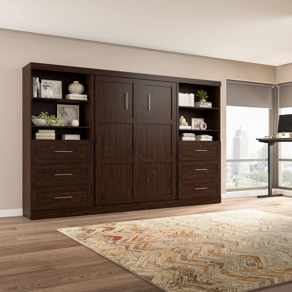 Wall Bed for Multi-Purpose Room, Full Size, Chocolate W305
