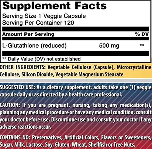 L-Glutathione 500 mg Veggie Capsules W264