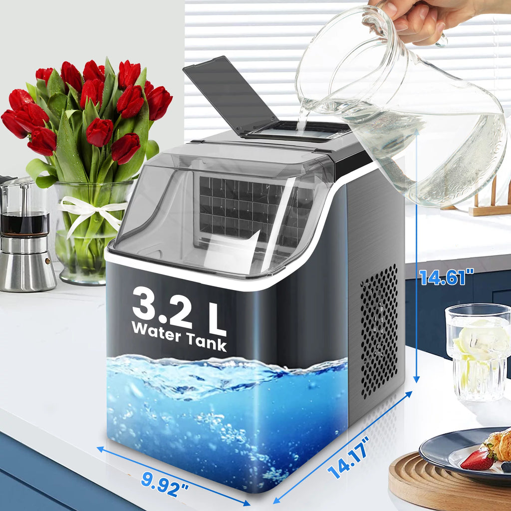 Countertop Ice Maker, 3 Ice Cube Sizes, Stainless Steel U1983