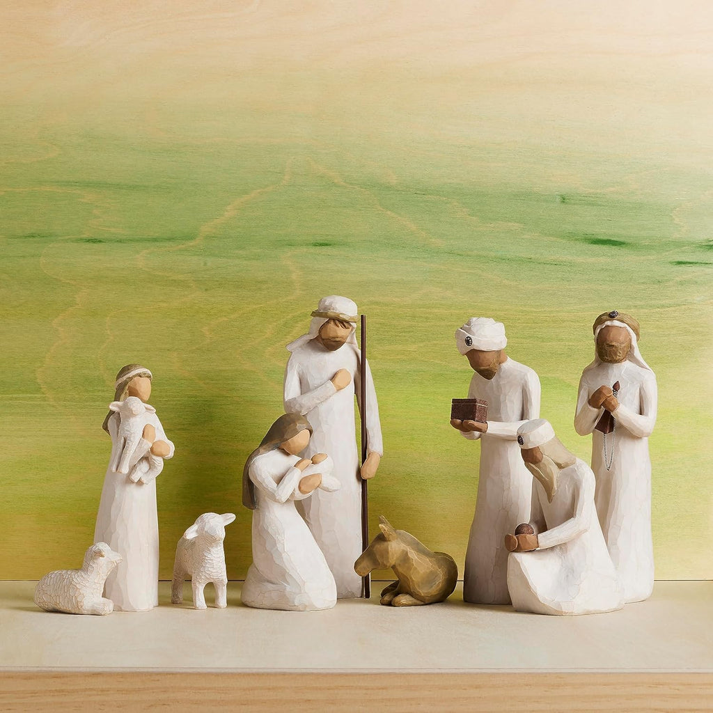 Nativity Scene 9-Piece Set with Three Wisemen, Hand-Painted E63346